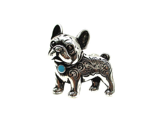 Engraved French Bulldog Cuff Ring