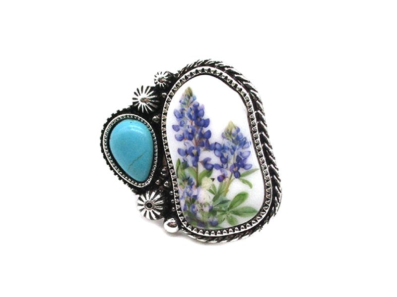 Western Blue Bonnet Cuff Ring