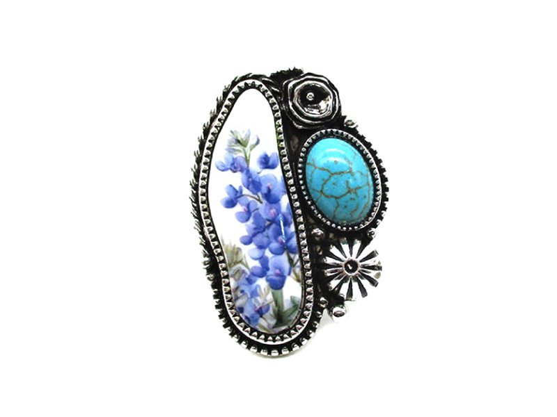 Western Blue Bonnet Cuff Ring