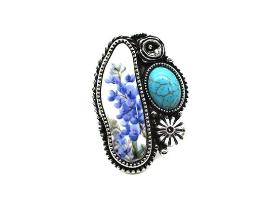 Western Blue Bonnet Cuff Ring