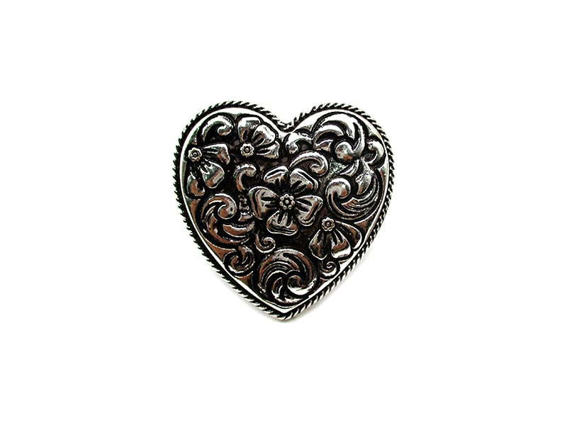 Western Heart Engraved Cuff Ring