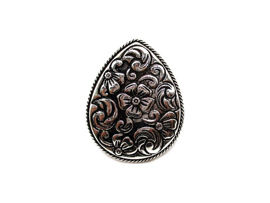Western Teardrop Engraved Cuff Ring