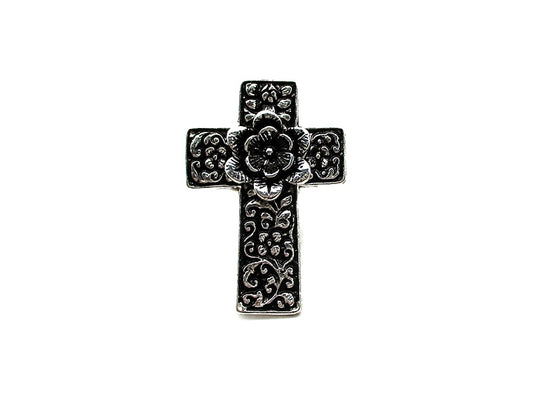 Western Flower Cross Cuff Ring