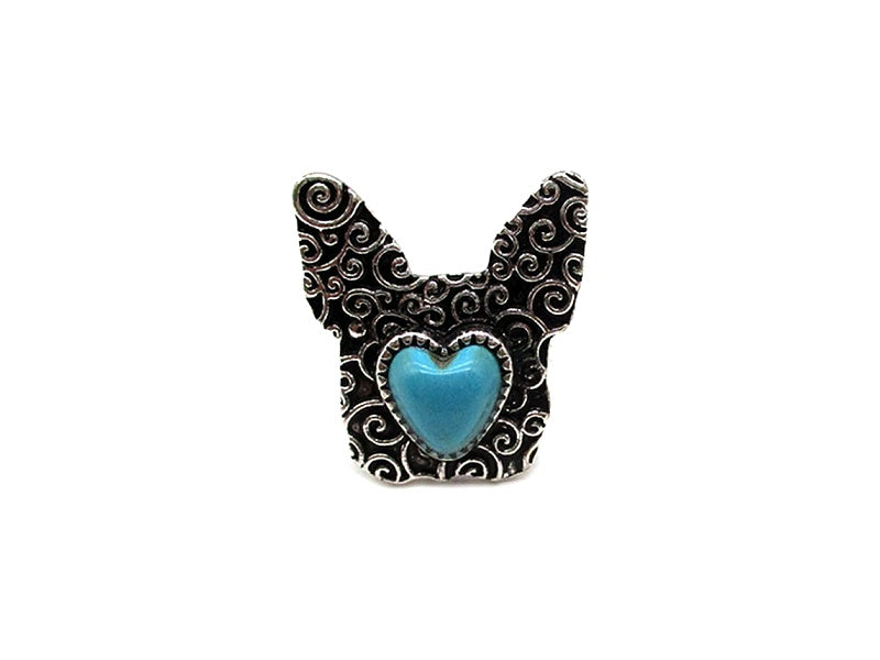 Western Bulldog Heart Turquoise Cuff Ring