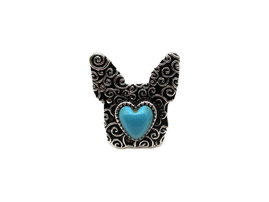 Western Bulldog Heart Turquoise Cuff Ring