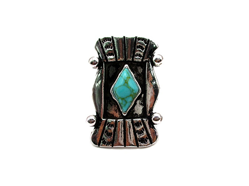 Western Diamond Turquoise Concho Cuff Ring