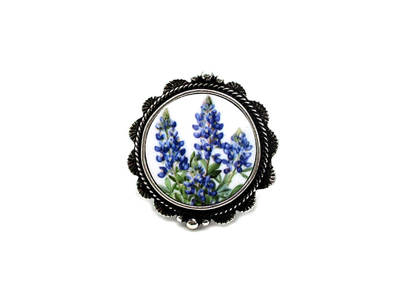 Western Round Bluebonnet Cuff Ring