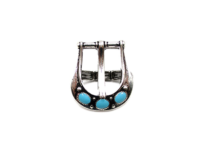 Western Turquoise Belt Buckle Look Cuff Ring