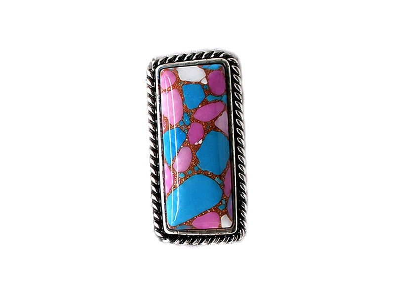 Western Cotton Candy Stone Bar Cuff Ring