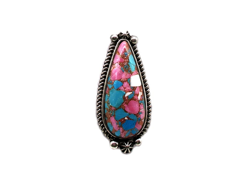 Western Cotton Candy Stone Teardrop Cuff Ring