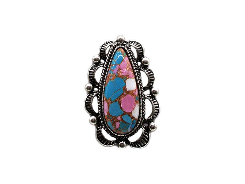 Western Cotton Candy Stone Teardrop Cuff Ring