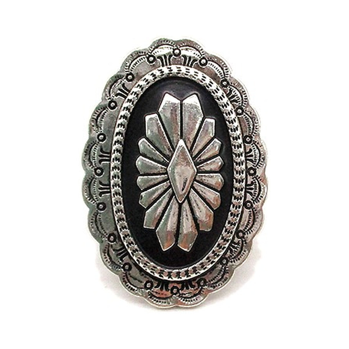 Western Oval Aztec Concho Stretch Ring (SR0879)