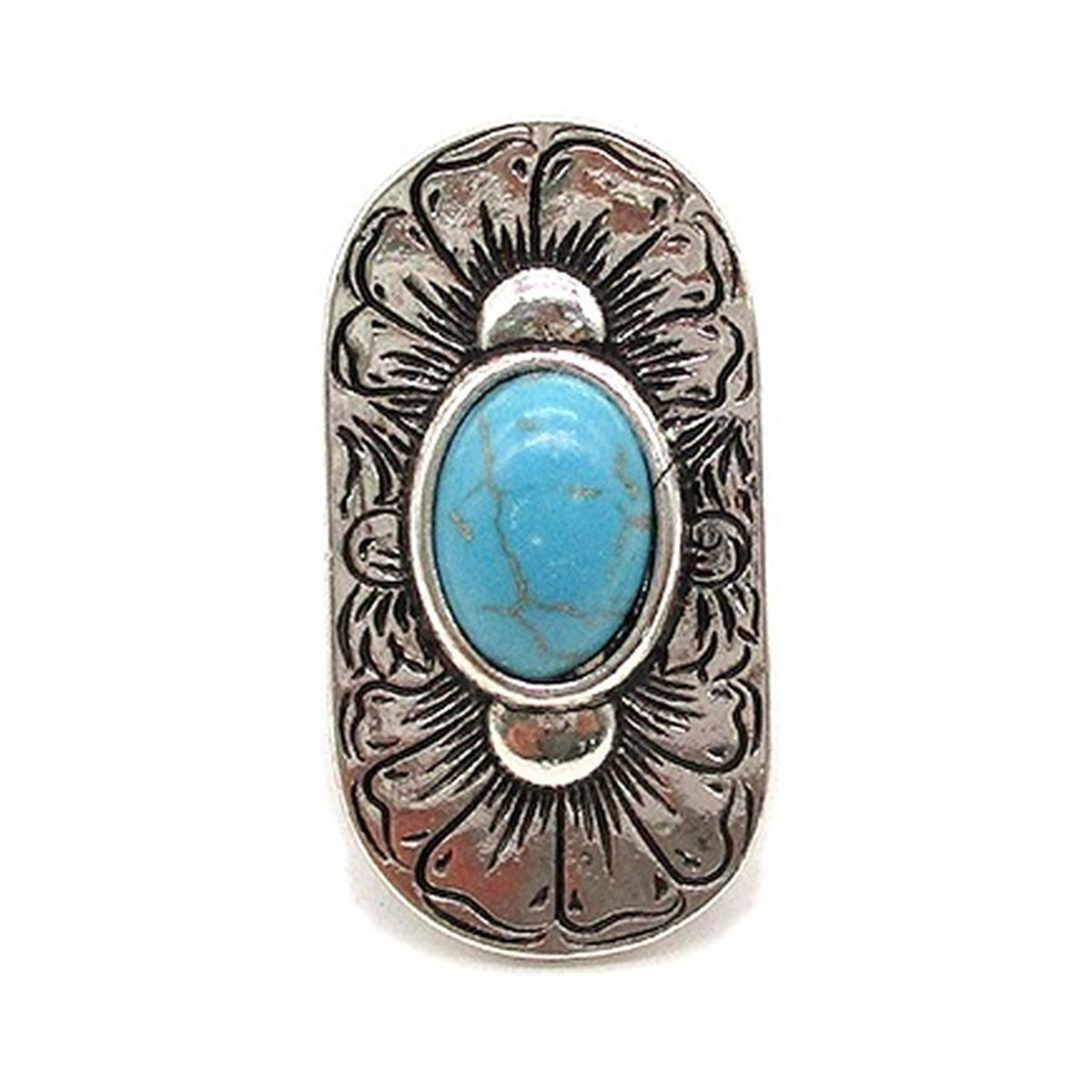 Western Oval Concho Turquoise Cuff Ring