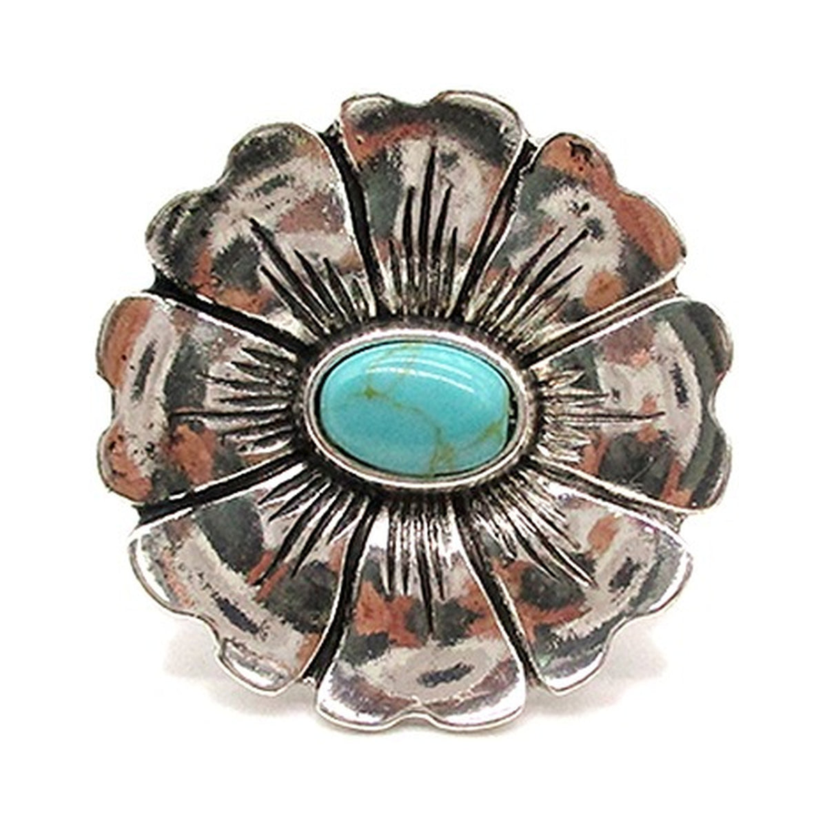 Western Flower Concho Turquoise Cuff Ring