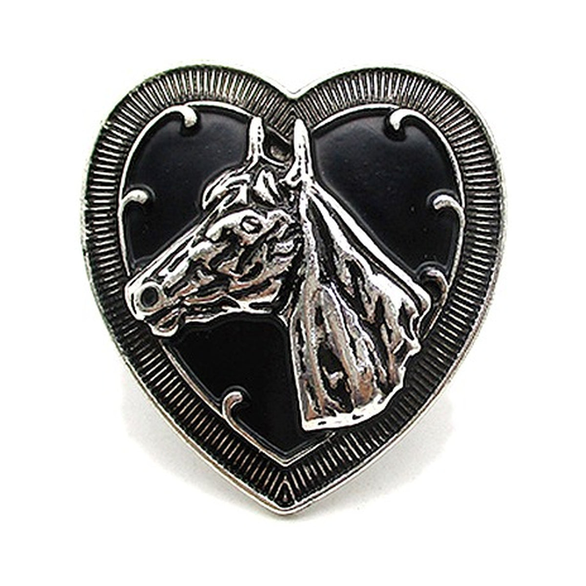 Western Black Heart Horse Cuff Ring
