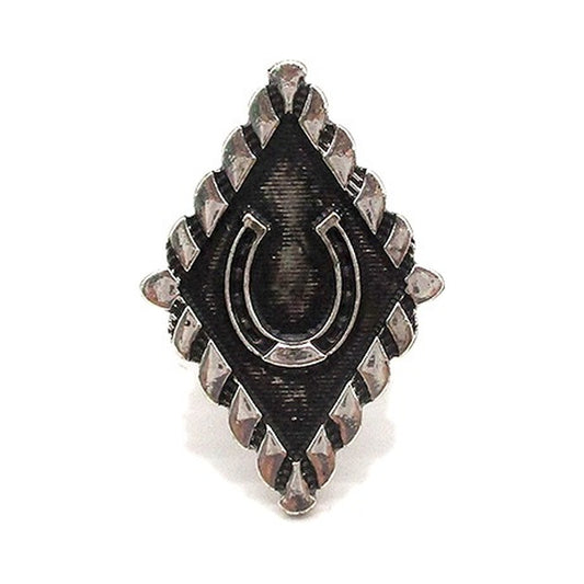 Western Black Horseshoe Cuff Ring