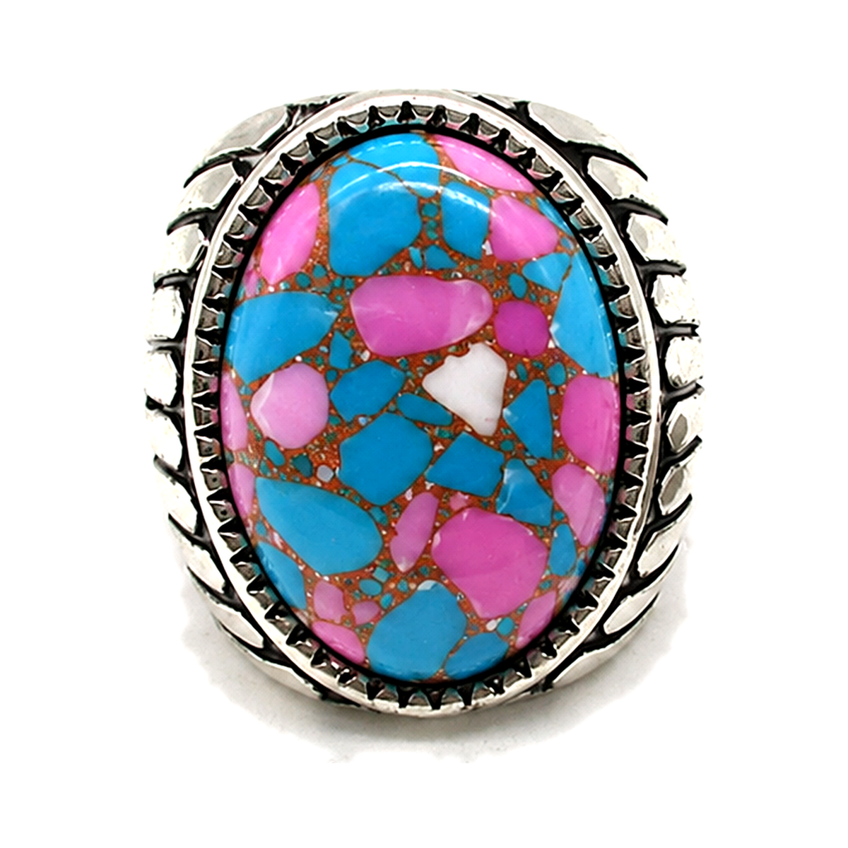 Western Oval Cotton Candy Stretch Ring (SR0893)