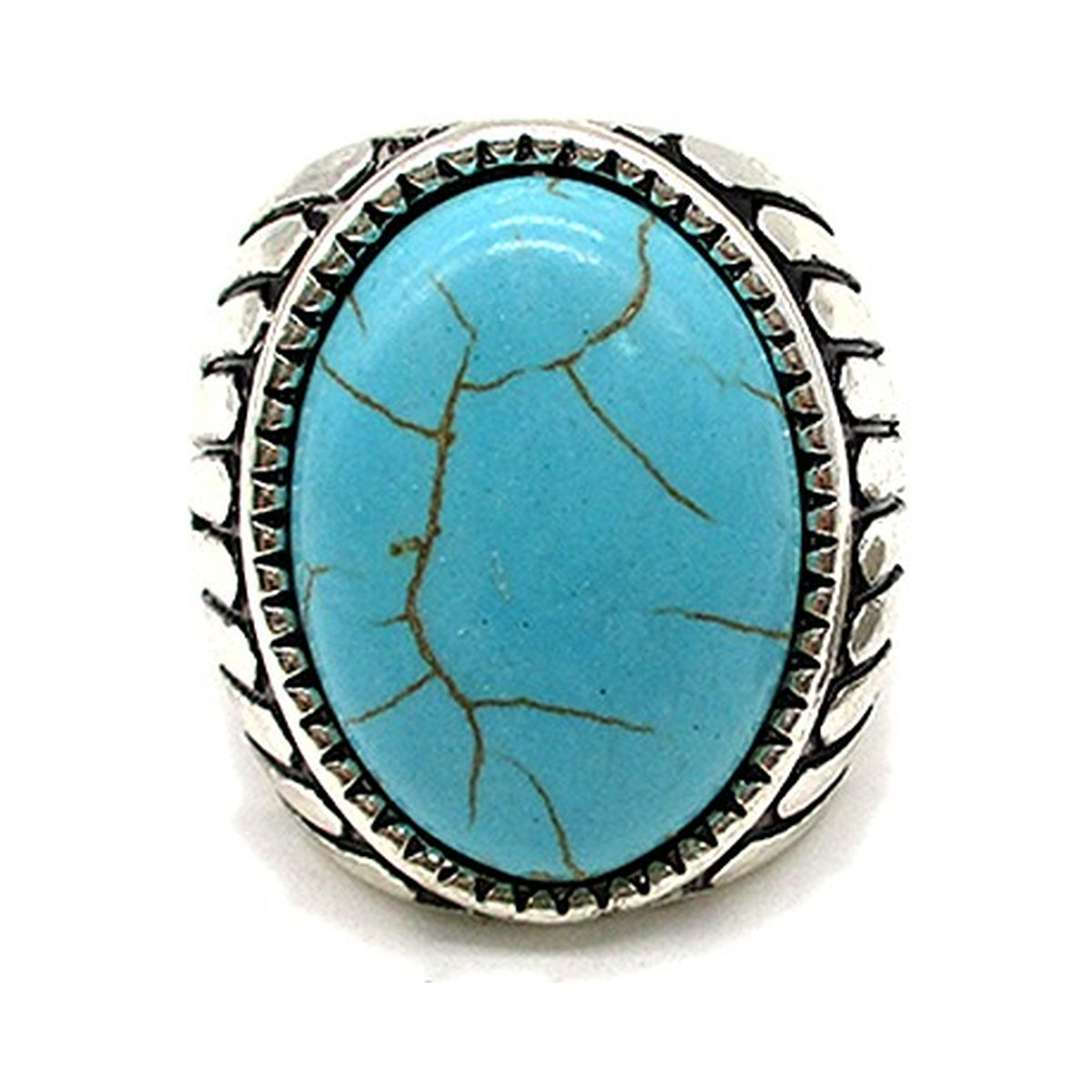 Western Oval Turquoise Stretch Ring (SR0893)