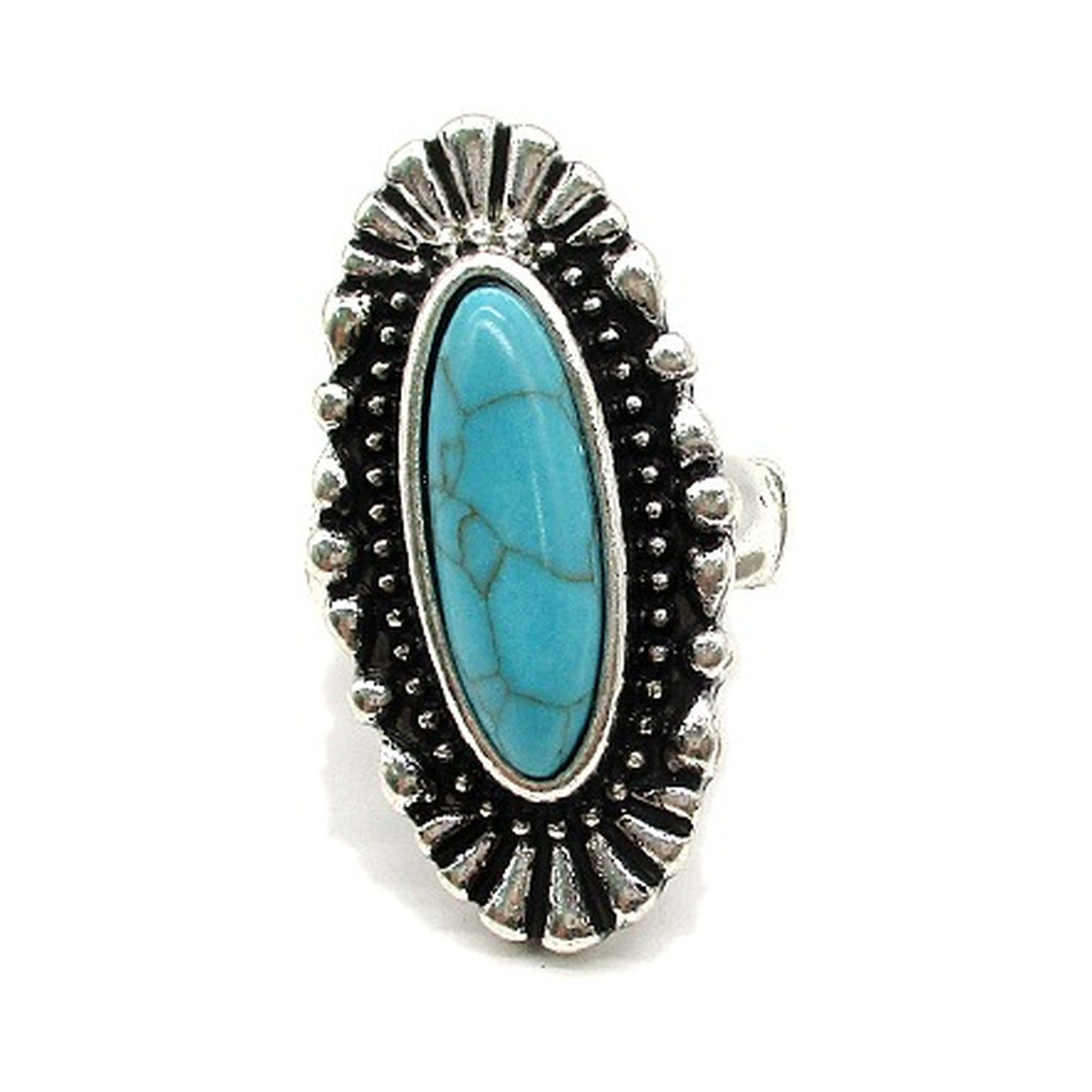 Western Oval Turquoise Stretch Ring (SR0894)