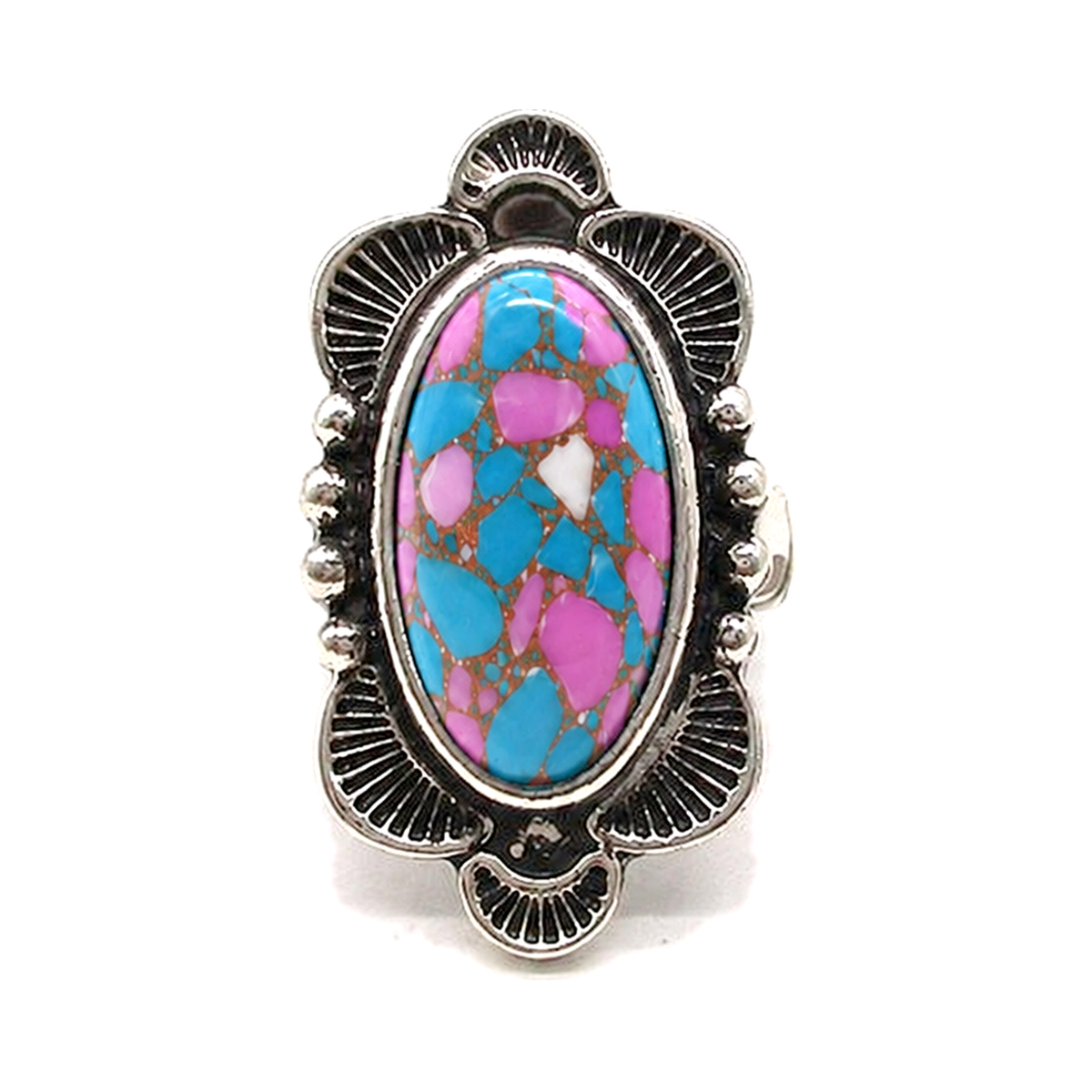 Western Oval Cotton Candy Stretch Ring (SR0895)