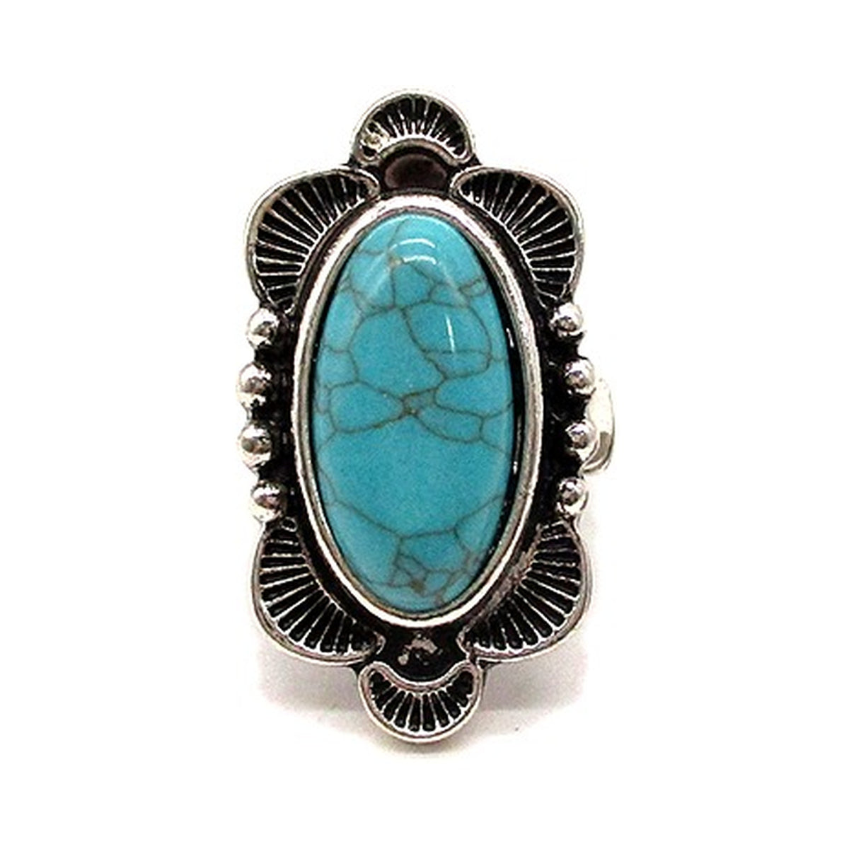 Western Oval Turquoise Stretch Ring (SR0895)