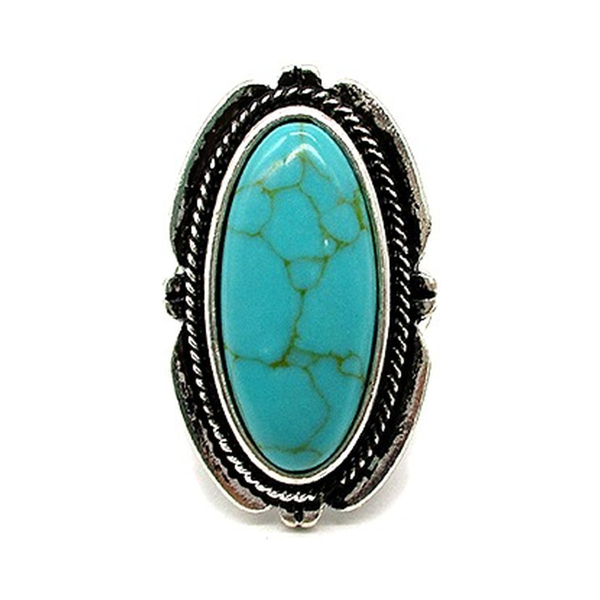 Western Oval Turquoise Stretch Ring (SR0896)