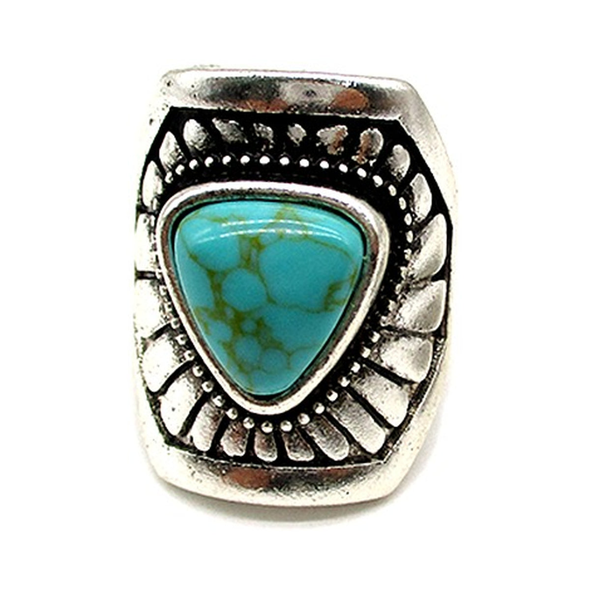 Western Triangle Turquoise Stretch Ring