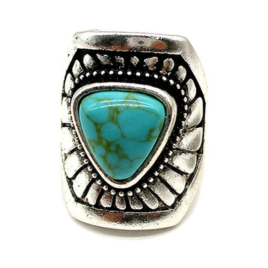 Western Triangle Turquoise Stretch Ring