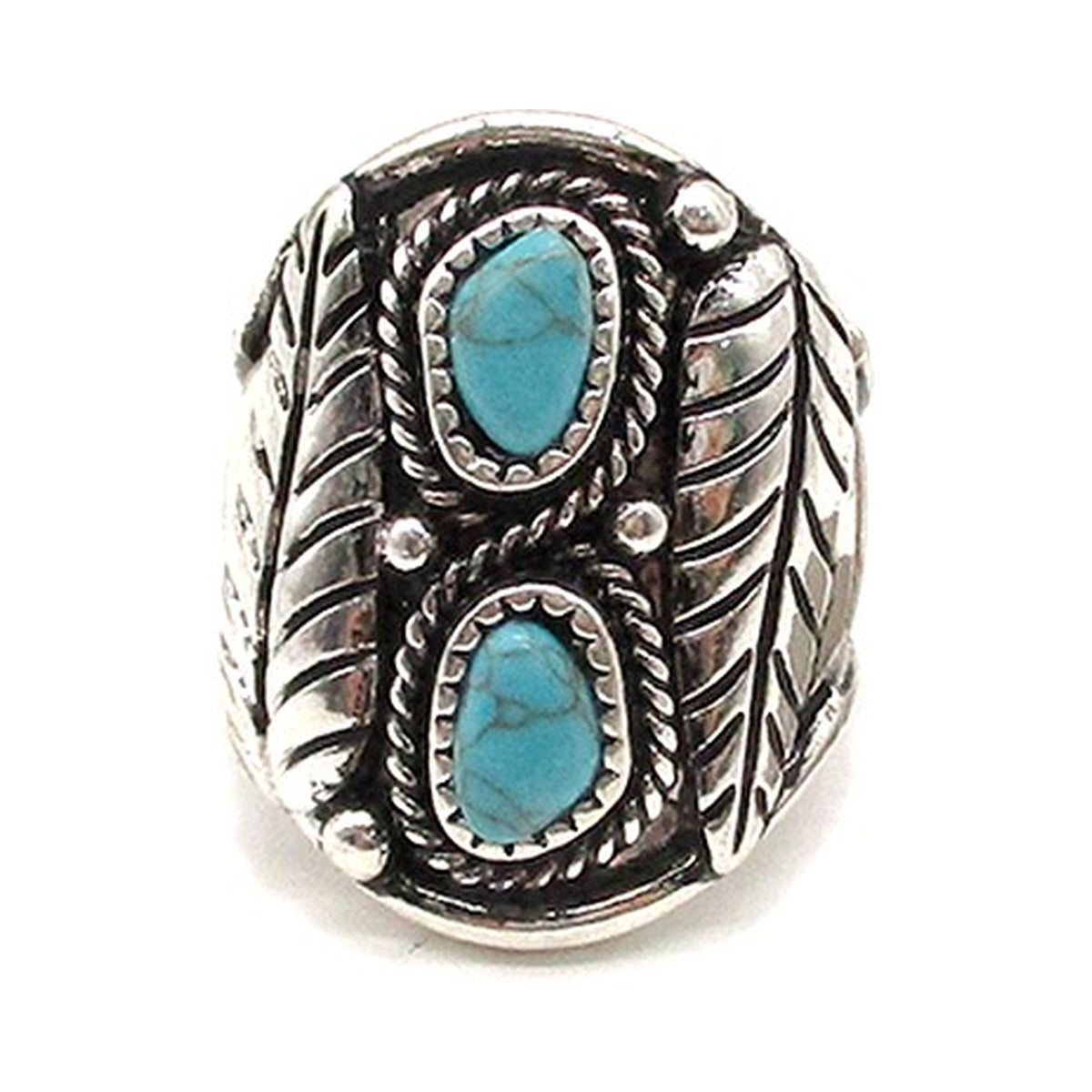 Western 2 Turquoise Stone Stretch Ring