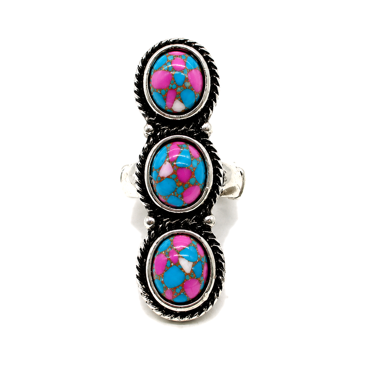 Western 3 Cotton Candy Stone Stretch Ring