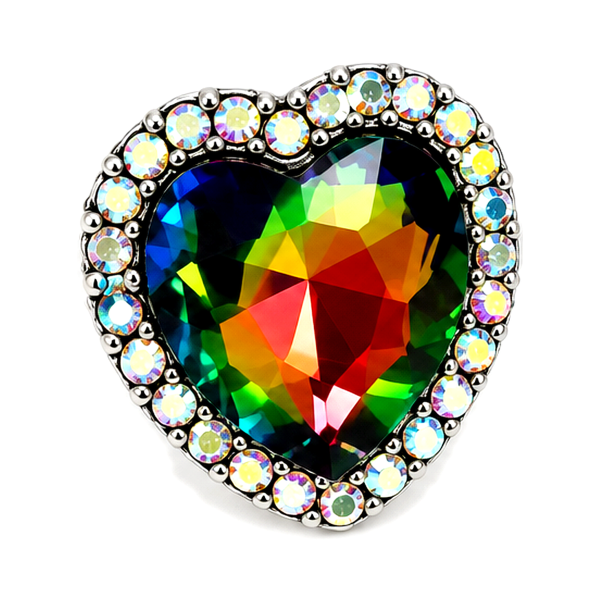 Western Crystal Heart Stretch Ring - Volcano