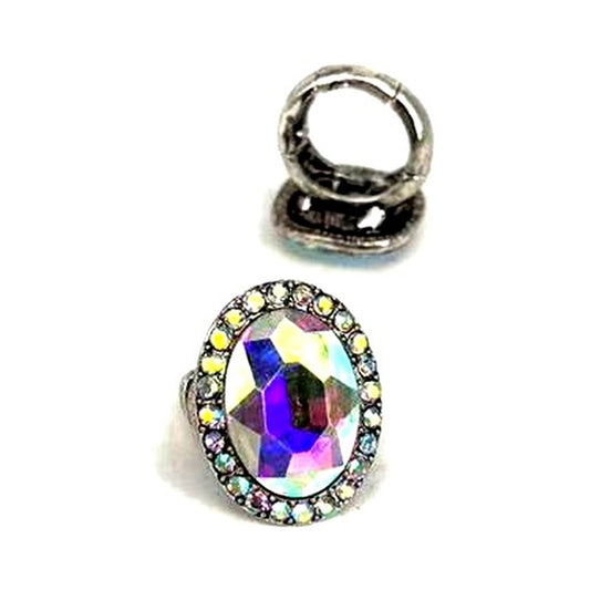 Western Crystal Oval Stretch Ring - AB