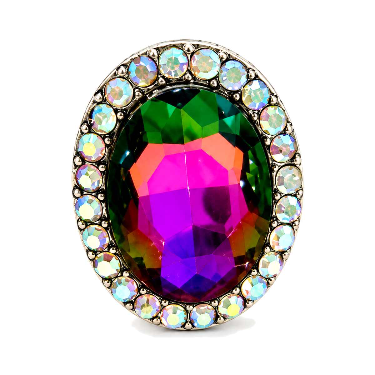 Western Crystal Oval Stretch Ring - Volcano