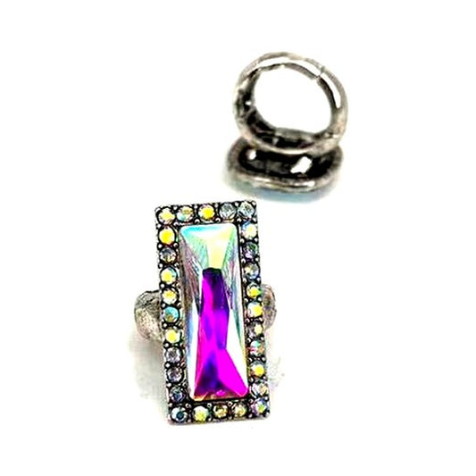 Western Crystal Bar Stretch Ring - AB