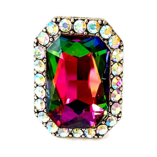 Western Octagon Heart Stretch Ring - Volcano