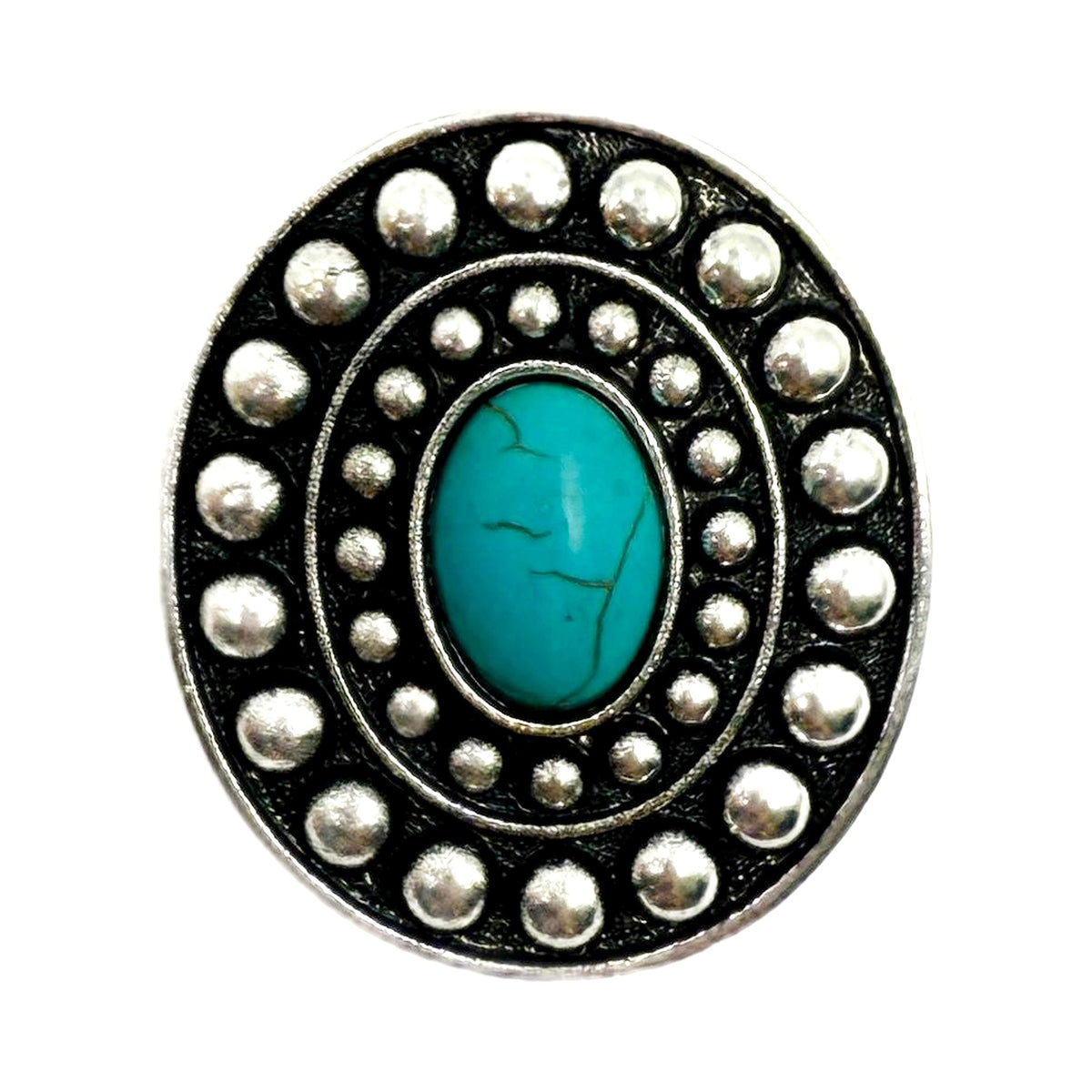 Western Oval Concho AB Cuff Ring - Turquoise