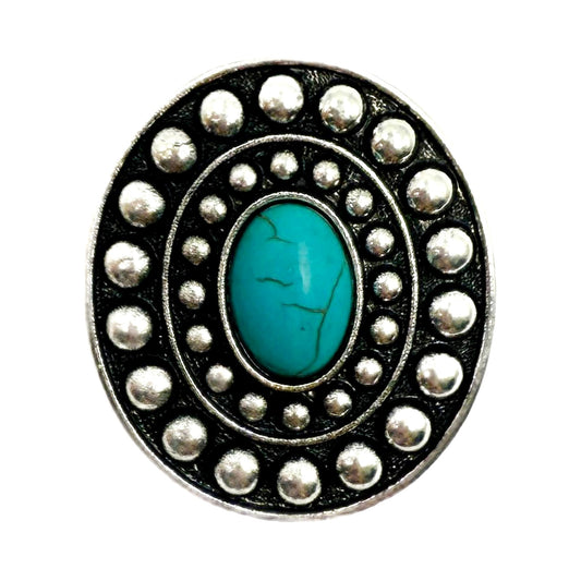 Western Oval Concho AB Cuff Ring - Turquoise