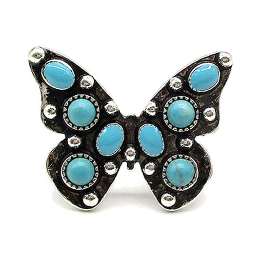 Western Butterfly Turquoise Cuff Ring (SR0917)