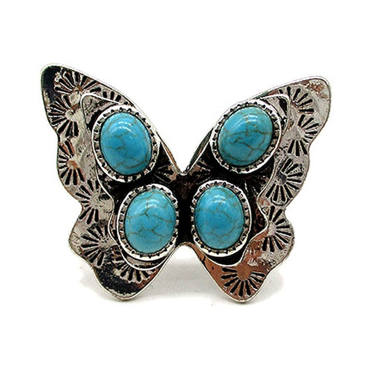 Western Butterfly Turquoise Cuff Ring (SR0918)