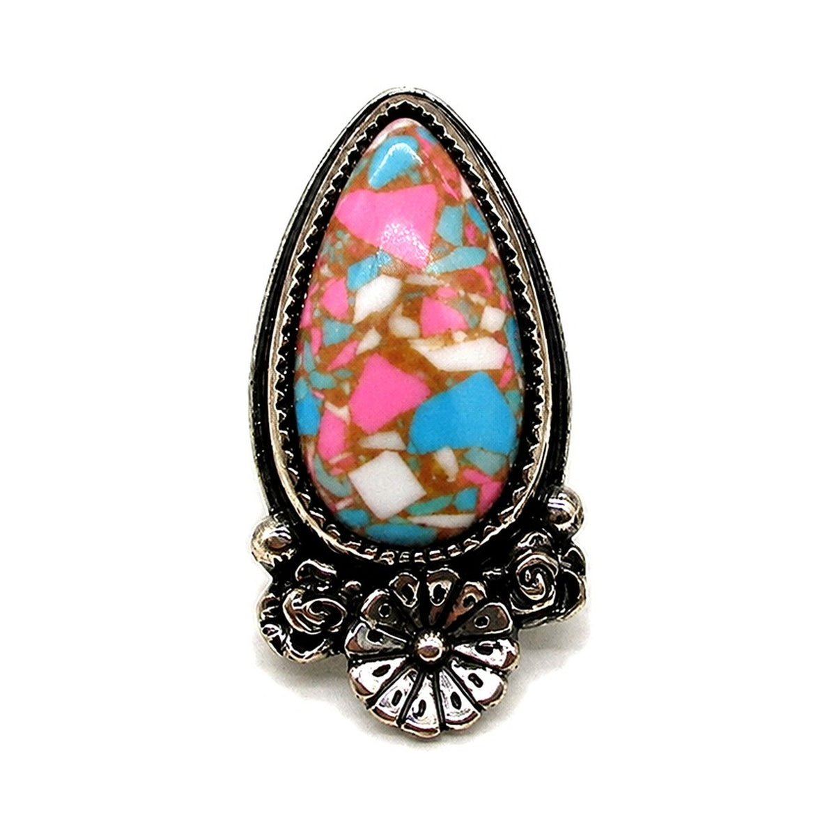 Western Teardrop Turquoise Cuff Ring - Multi