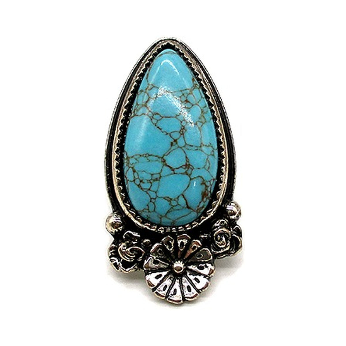 Western Teardrop Turquoise Cuff Ring - Turquoise