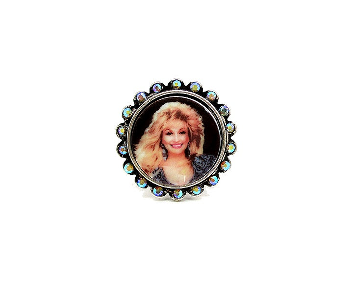 Western Iridescent Stone Round Portrait Ring