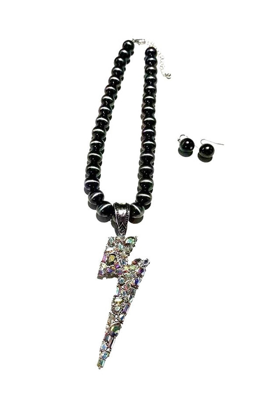 WESTERN LIGHTNING DESIGN NAVAJO PEARL NECKLACE SET
