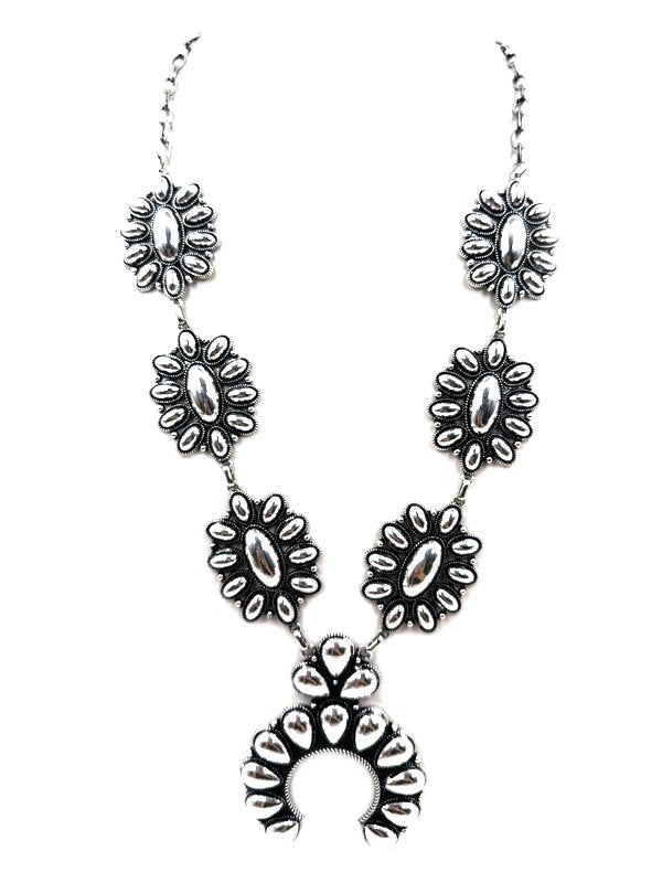 Western Metal Squash Blossom Necklace Set