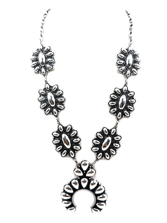 Western Metal Squash Blossom Necklace Set