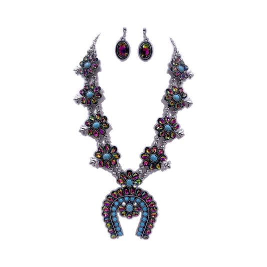 Western Crystal Squash Blossom Necklace Set (SS2449)