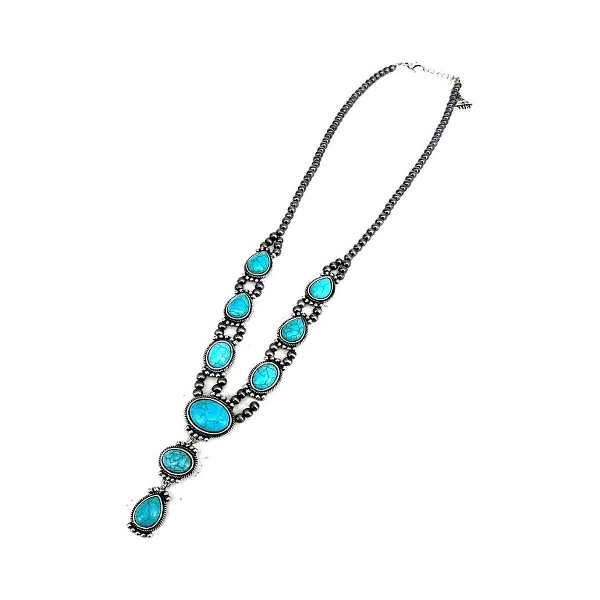 Western Turquoise Dangle Y Necklace - Turquoise