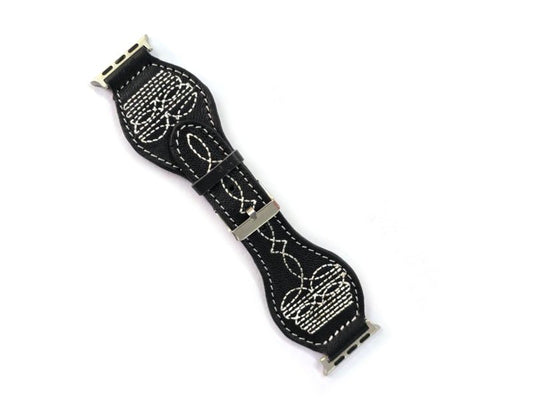 Western Boot Stitch Genuine Leather Apple Watch Band