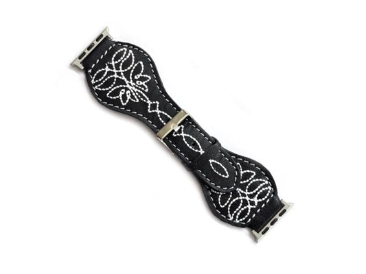 Western Bluebell Boot Stitch Genuine Leather Apple Watch Band