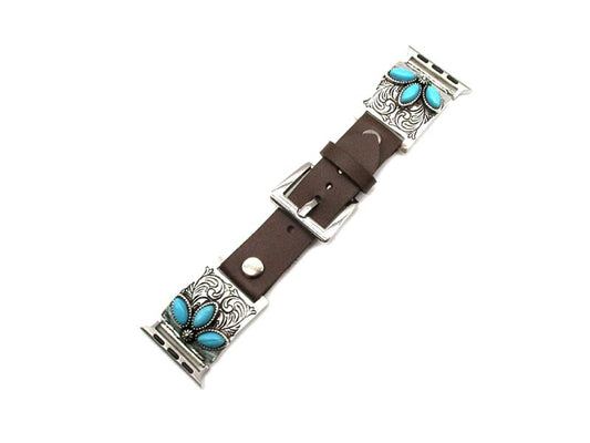 Western Etched Turquoise Apple Watch Band - Large